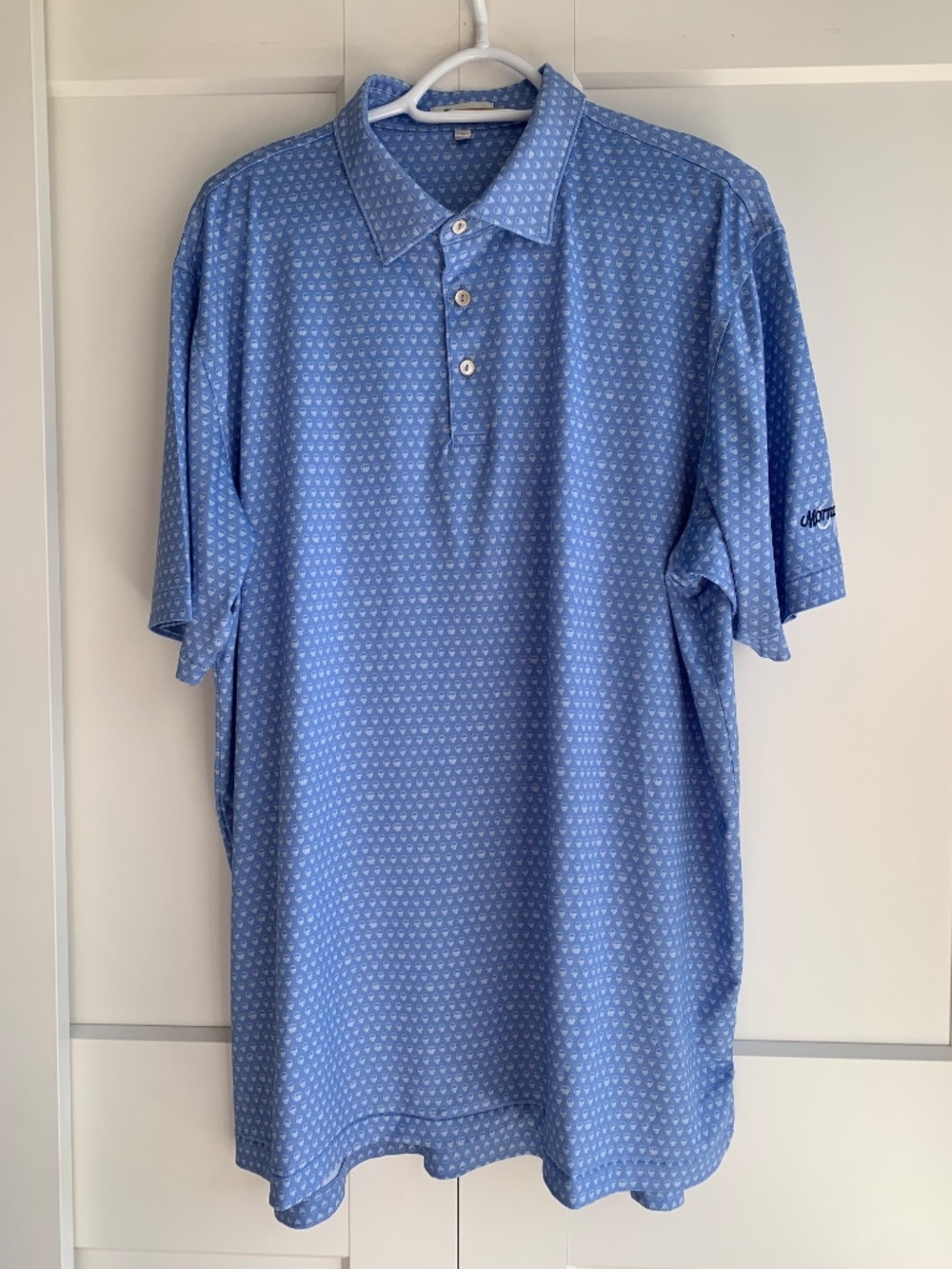 Peter Millar Men's  Golf Shirt Light Blue Micro-Pattern Polo size XL
